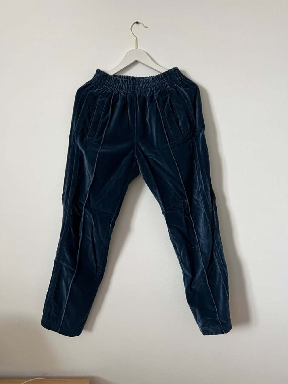 Paradoxe Paris Navy Velvet Track Pants